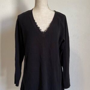Torrid Black Knit Top with Lace Detail